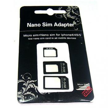 Набір адаптерів для SIM карти (перетворювач Nano в Micro та Mini) чорний