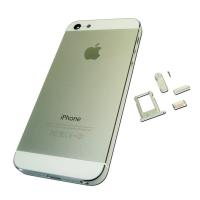 Задняя крышка корпуса iPhone 5 серебристая + внешние кнопки и лотком SIM карты