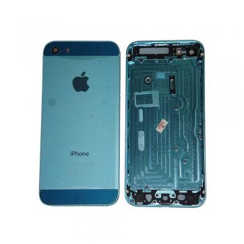 Задняя крышка корпуса iPhone 5 голубая + внешние кнопки и лотком SIM карты