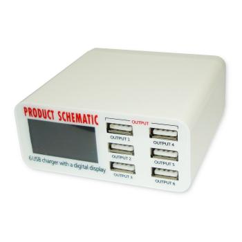 Зарядний пристрій WLX-899 на 6 USB портів, ЖК індикатор (5A/30W захист від КЗ)