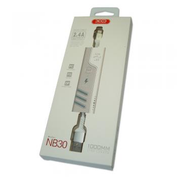 Lightning кабель зарядки и синхронизации XO NB30 TPE Aluminium Alloy для iPhone iPad iPod белый (1000 мм)