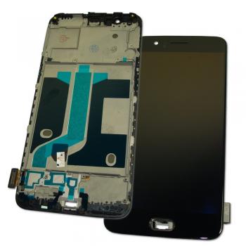 Дисплей OnePlus 5 + сенсор черный и рамка (оригинальные комплектующие)