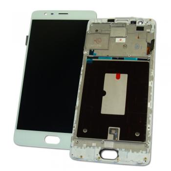 Дисплей OnePlus 3 / 3T + сенсор белый и рамка (оригинальные комплектующие)