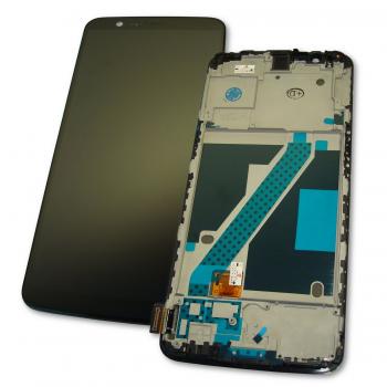 Дисплей OnePlus 5T A5010 з сенсором та рамкою, чорний (матриця оригінал / сенсор копія)