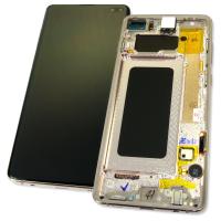 Дисплей Samsung G975F Galaxy S10 Plus з сенсором та рамкою, (Ceramic White) золотистий GH82-18849J (оригінал 100%)