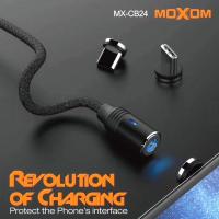 Type-C кабель зарядки и синхронизации MOXOM MX-CB24 с магнитным разъемом в черной нейлоновой оплетке
